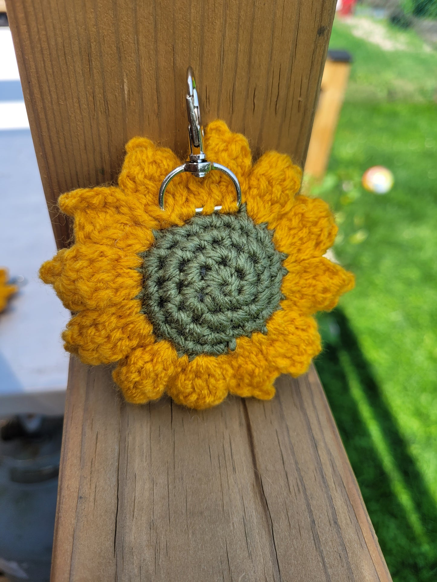Crochet Sunflower Bag Clip-on Accessory