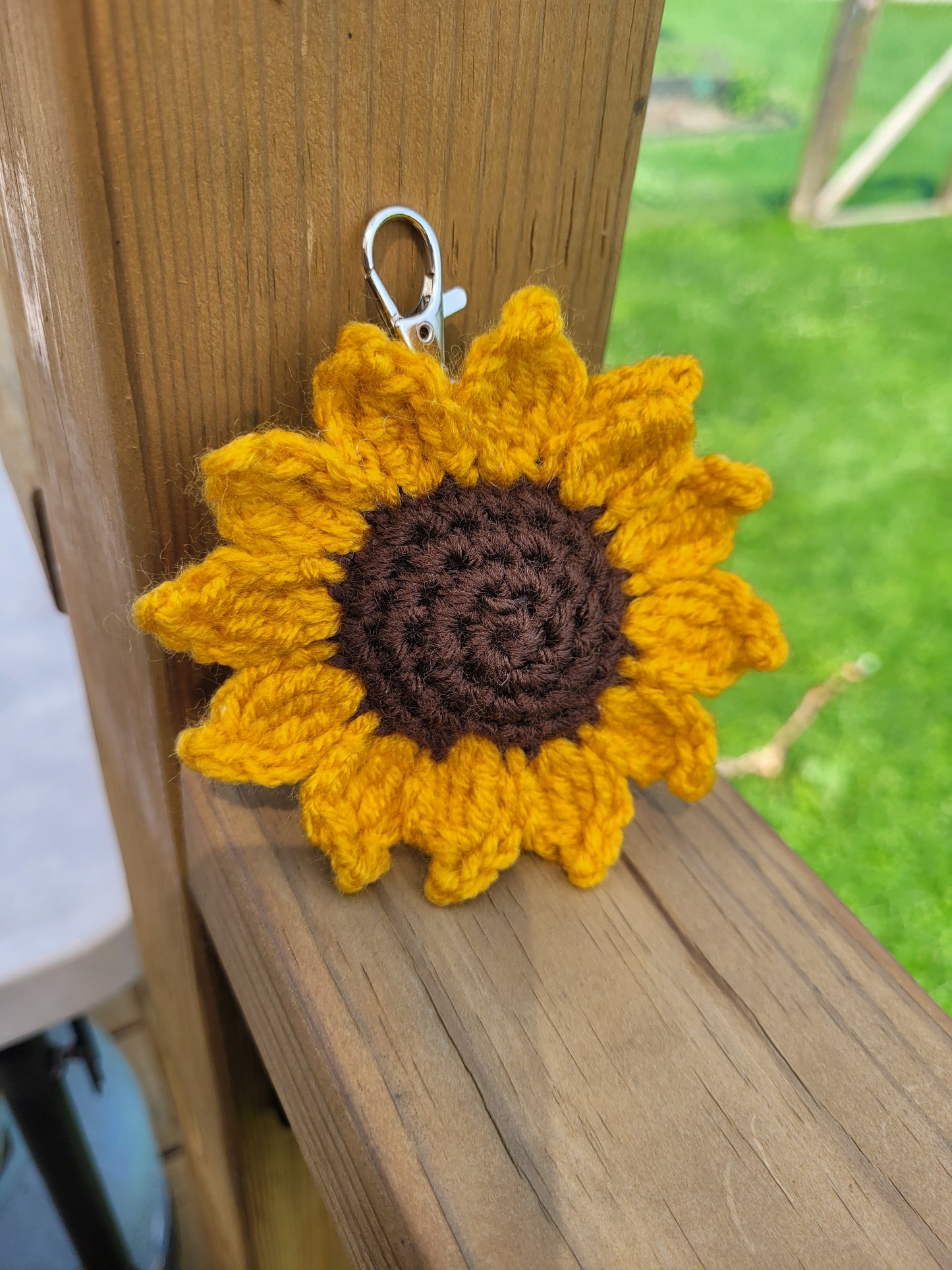 Crochet Sunflower Bag Clip-on Accessory