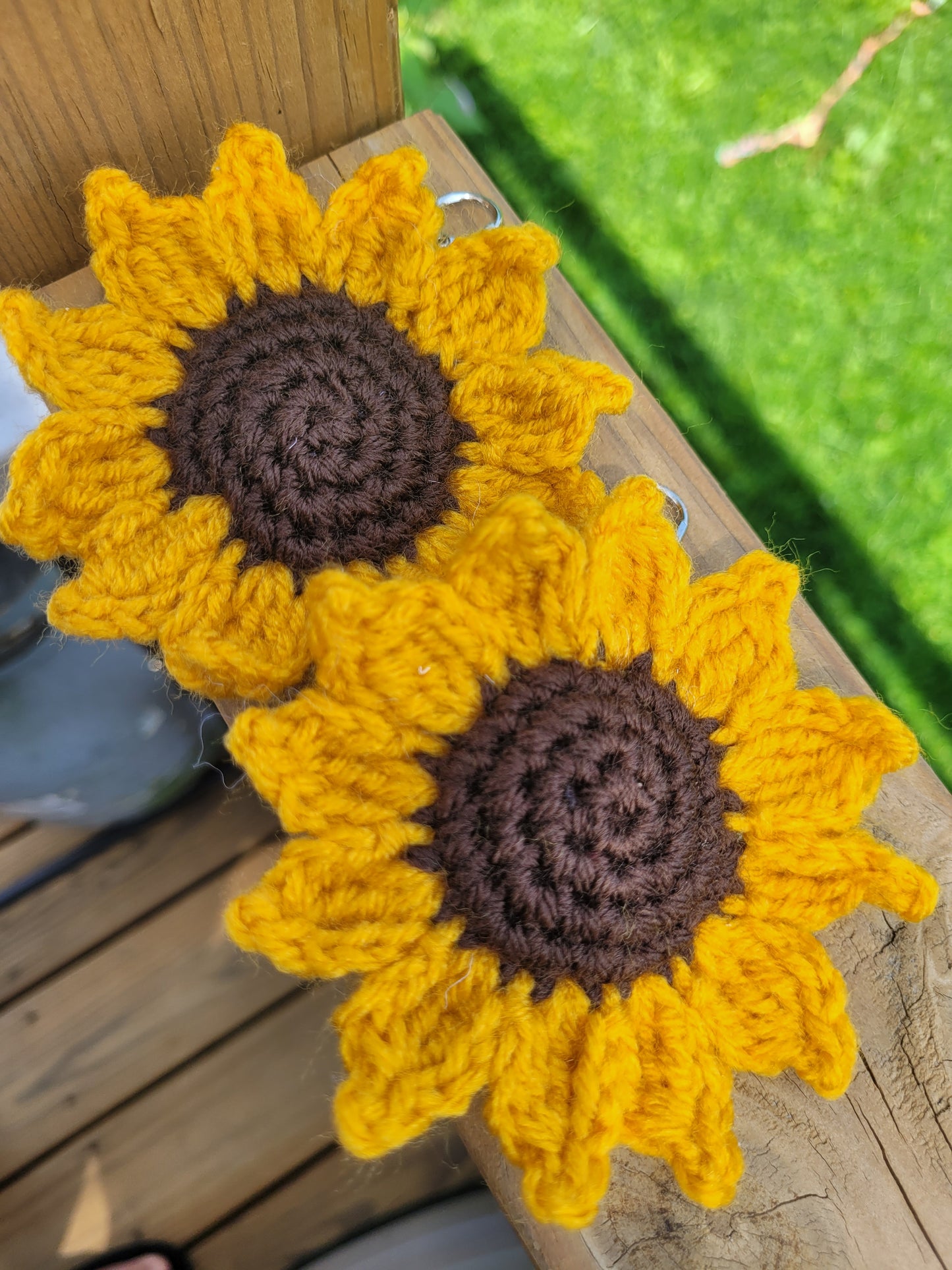 Crochet Sunflower Bag Clip-on Accessory