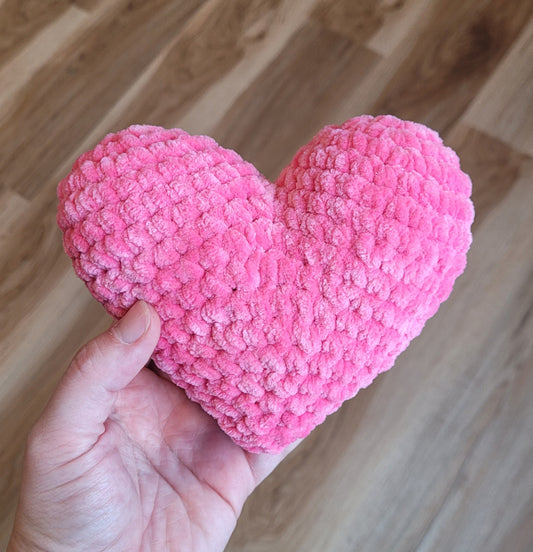 Crochet Chenille Mini Heart Pillow