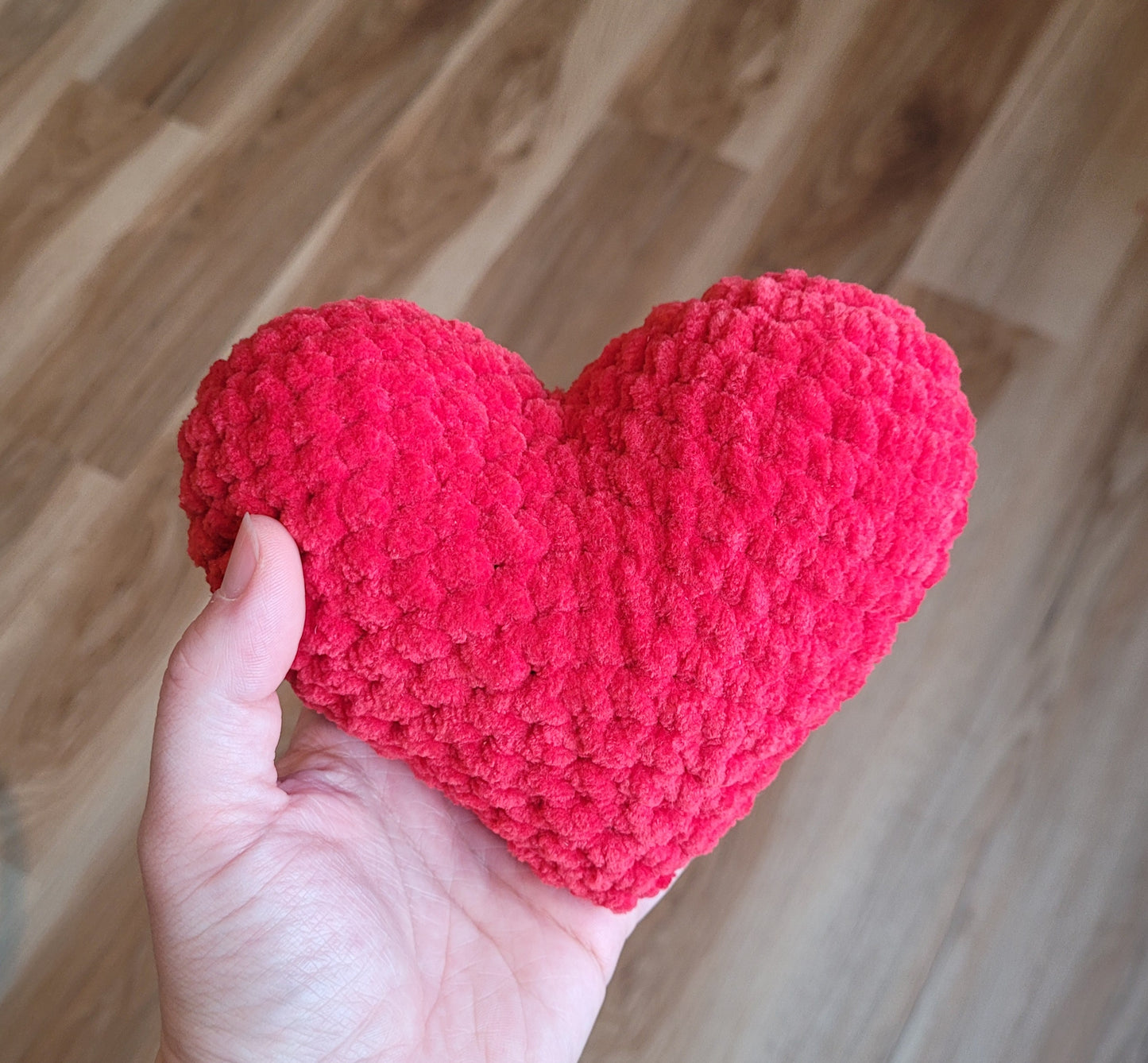 Crochet Chenille Mini Heart Pillow