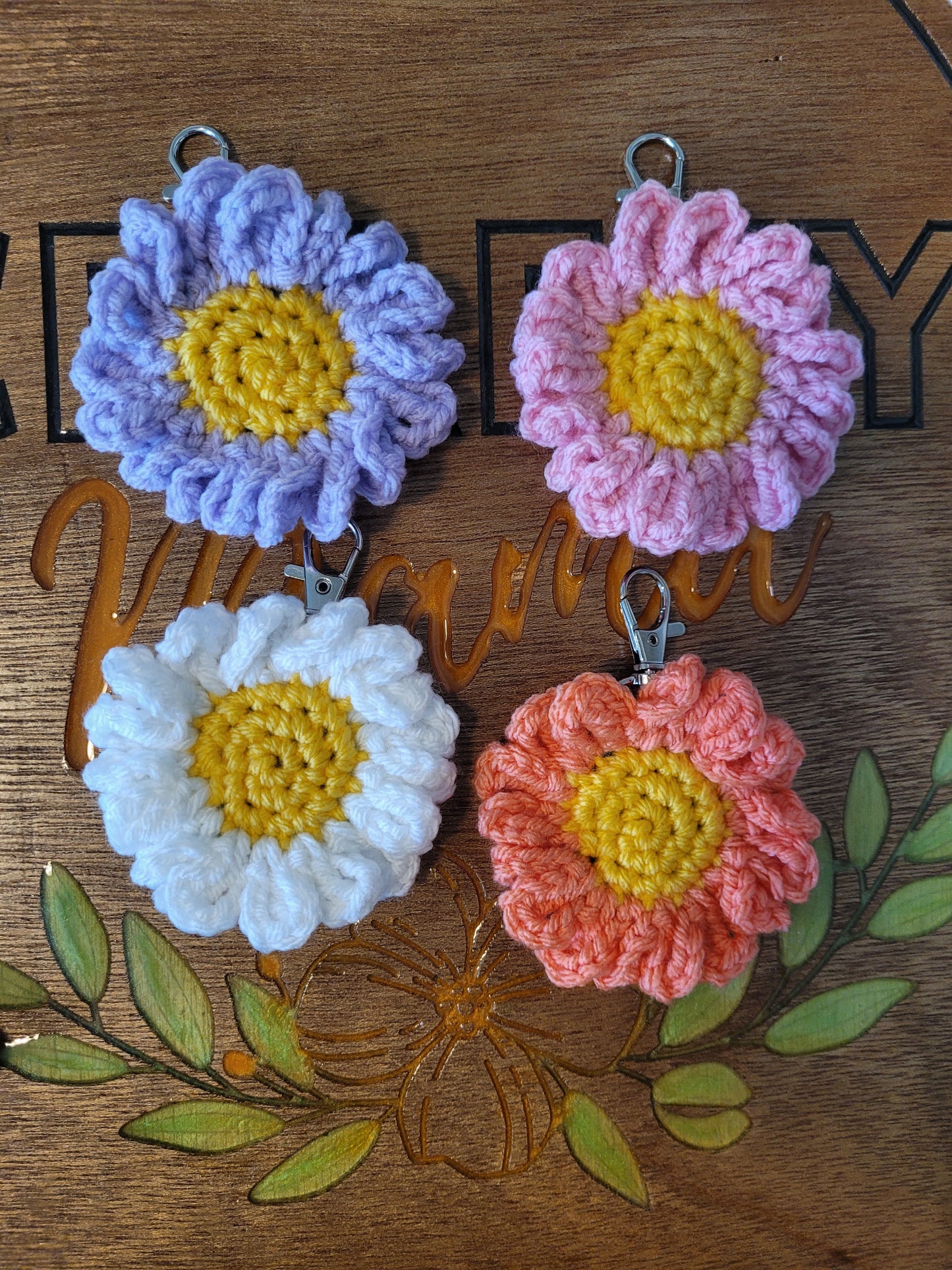 Crochet Flower Quarter Holder Bag Clip