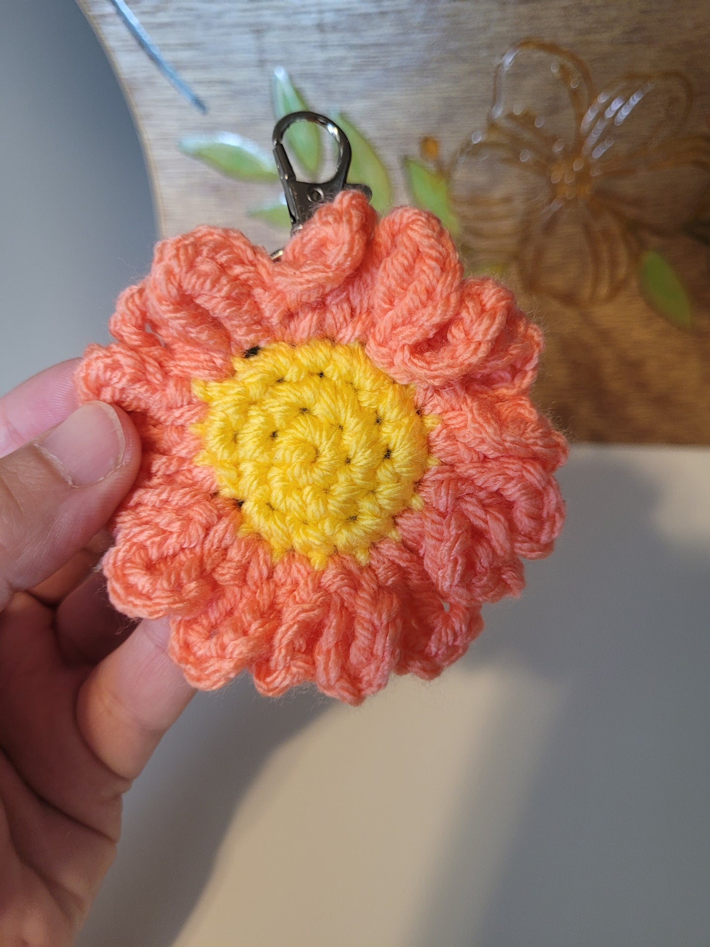 Crochet Flower Quarter Holder Bag Clip